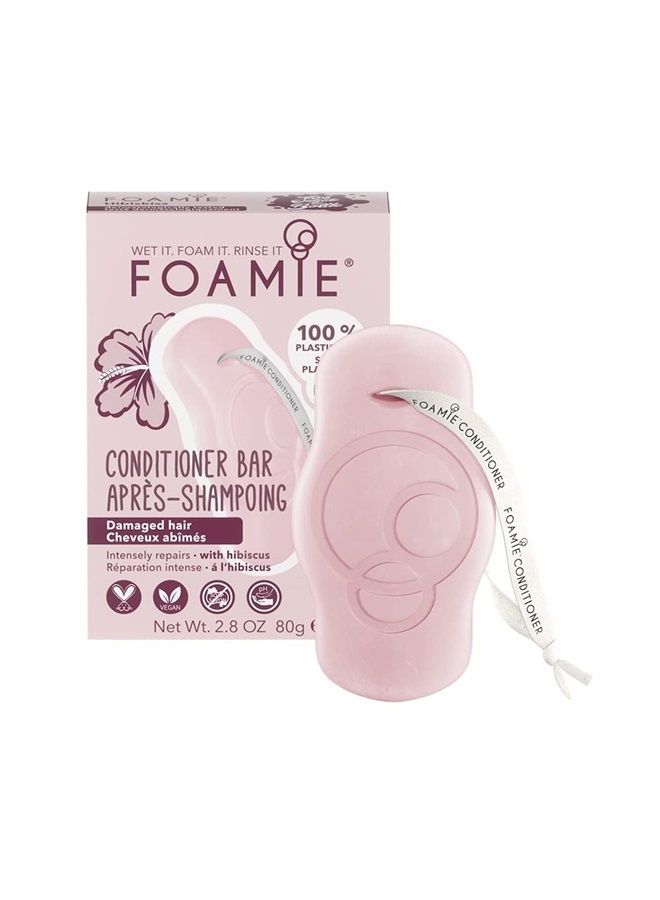FOAMIE Natural Hair Conditioner Bar Soap-Free, Solid Conditioner for Dry & Damaged Hair, Repair Conditioner Hibiscus Plastic Free, Cruelty, Paraben and Sulfate Free - Image 1