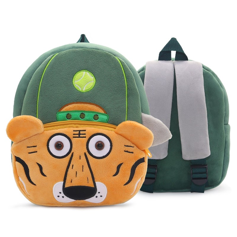 Plush Kids Backpack, Tennis Tiger Animal Design, Soft Lightweight School Bag for Toddlers and Preschool Kids - Image 5
