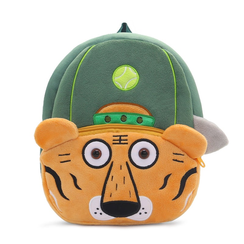 Plush Kids Backpack, Tennis Tiger Animal Design, Soft Lightweight School Bag for Toddlers and Preschool Kids - Image 1