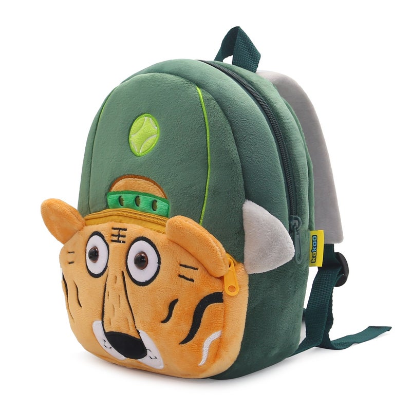Plush Kids Backpack, Tennis Tiger Animal Design, Soft Lightweight School Bag for Toddlers and Preschool Kids - Image 2