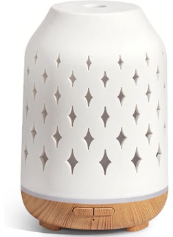 InnoGear InnoGear Aromatherapy Diffuser, 150ml Ceramic Diffuser Ultrasonic Humidifier Cool Mist Essential Oil Diffusers for Home Air Diffuser with 2 Mist Modes Waterless Auto Off, White 