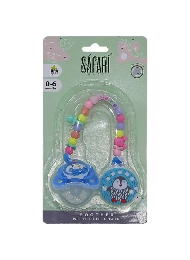 safari baby Baby Safari Soothers With Clip Chain, 0-6 M
