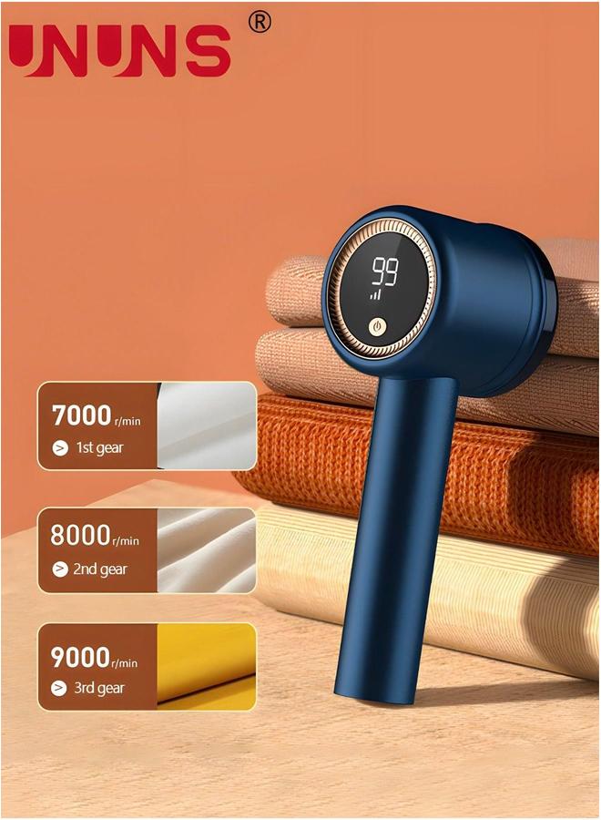 UNUNS Fabric Shaver,Rechargeable Lint Remover With 1 Brush And 3 Replaceable Cutter Heads,Intelligent Digital Display Lints Shaver,Built-in Trap,For Clothes Blue - Image 4