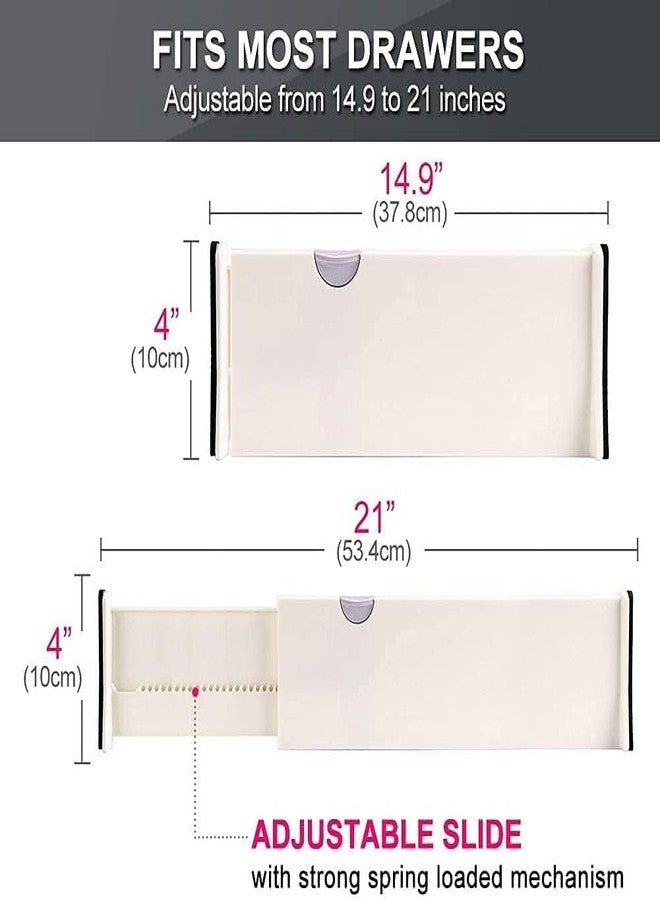 WROPZO Adjustable expandable drawer dividers for kitchen office wardrobe cloth innerware storage organizer,drawer separator for kitchen jewellery cloth stationary(white/2 pcs) - Image 2