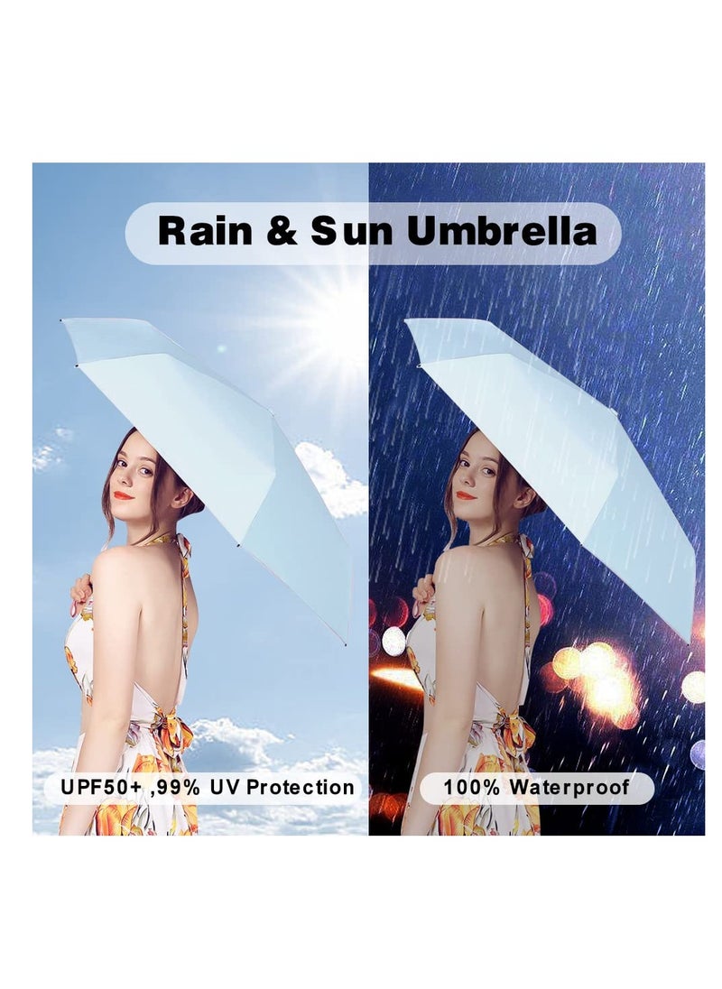 KASTWAVE - Travel Sun Rain Umbrella for Walking With Case, Compact UV Umbrella for Sun and Rain, Lightweight Portable, Windproof Parasol Umbrella UV Protection for Women and Men - Image 1
