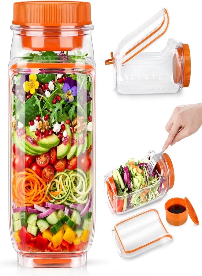 Wisik enterprise Salad Jar with Side Opening & Dressing Cup Locking Buckle, Secure Side Seal Salad Pod Mason Jar, Salad Container for Lunch and Meal Prep Jars for Travel, Home & Office (1) - Image 2