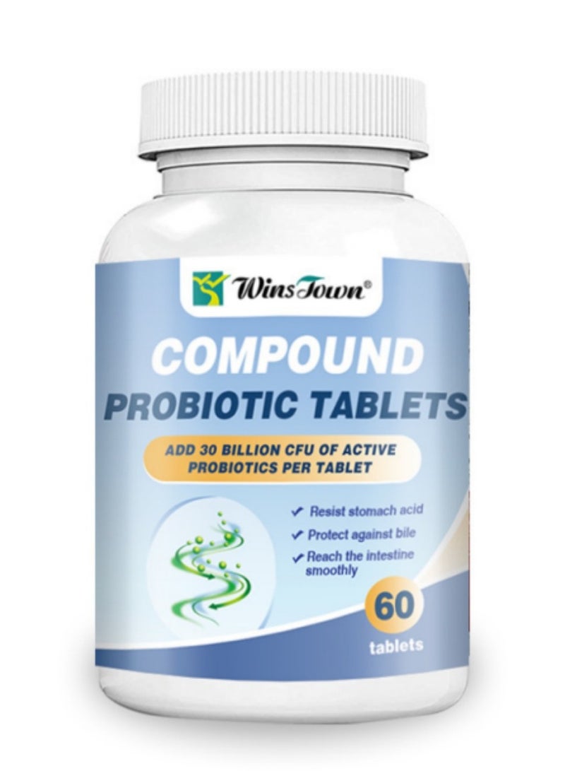 Wins Town Compound Probiotic Tablets Add 30 Billion, 60 Tablets (1 Bottle)  - Image 1
