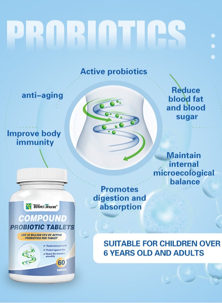 Wins Town Compound Probiotic Tablets Add 30 Billion, 60 Tablets (1 Bottle)  - Image 3