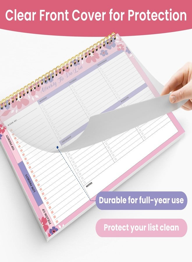 ZOTIA Weekly To Do List Notepad with 52 Undated Sheets（8.5"×11"）- Undated Weekly Planner Notepad for Office Desk Accessories and Supplies - Petal Pink - Image 4