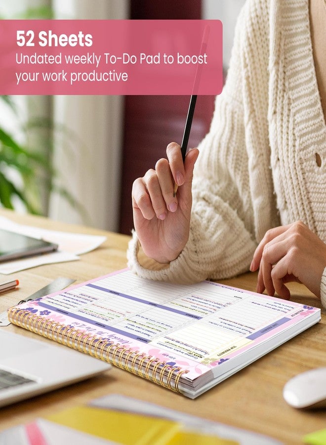 ZOTIA Weekly To Do List Notepad with 52 Undated Sheets（8.5"×11"）- Undated Weekly Planner Notepad for Office Desk Accessories and Supplies - Petal Pink - Image 5
