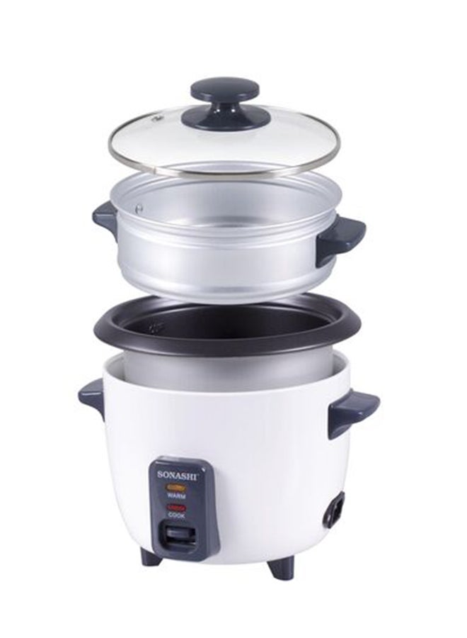 SONASHI 1.0L Rice Cooker with Steamer - Metal Housing with Tempered Glass Lid | Non-Stick Coating & Automatic Shut Off | Featured with Cool Touch Body and Keep Warm Function 1 L 400 W SRC-310 White/Grey - Image 4