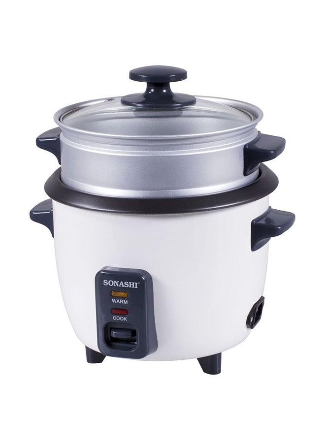 SONASHI 1.0L Rice Cooker with Steamer - Metal Housing with Tempered Glass Lid | Non-Stick Coating & Automatic Shut Off | Featured with Cool Touch Body and Keep Warm Function 1 L 400 W SRC-310 White/Grey - Image 1