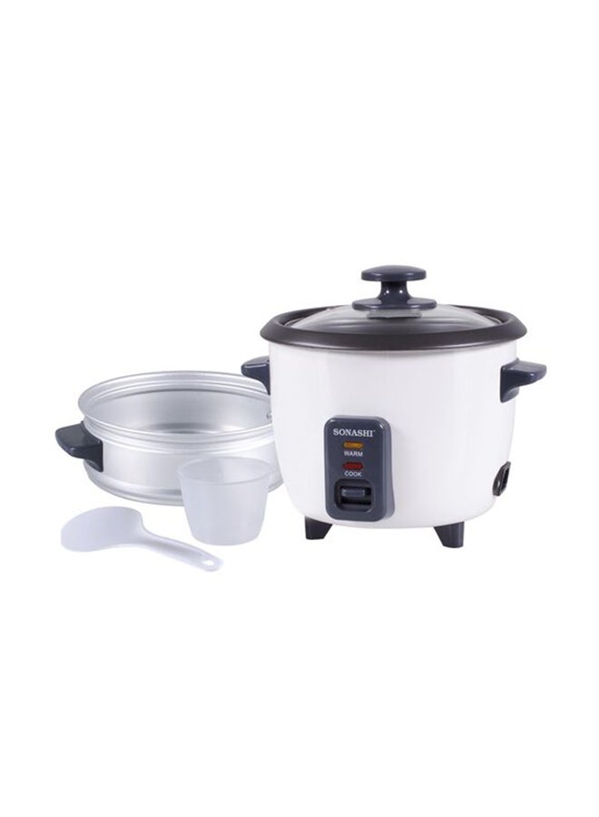 SONASHI 1.0L Rice Cooker with Steamer - Metal Housing with Tempered Glass Lid | Non-Stick Coating & Automatic Shut Off | Featured with Cool Touch Body and Keep Warm Function 1 L 400 W SRC-310 White/Grey - Image 3