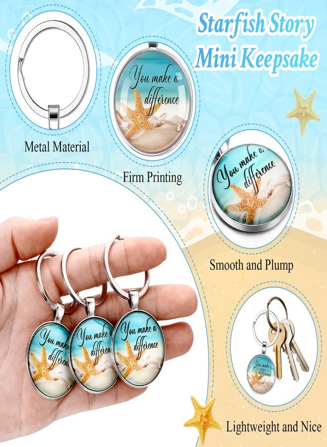 Sayglossy Employee Appreciation Gifts Bulk Starfish Story Keychains You Make a Difference Ballpoint Pens with Motivational Card for Office Social Coworker Teacher Volunteer Nurse Gifts Bulk(10 Sets) - Image 3