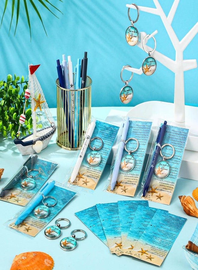 Sayglossy Employee Appreciation Gifts Bulk Starfish Story Keychains You Make a Difference Ballpoint Pens with Motivational Card for Office Social Coworker Teacher Volunteer Nurse Gifts Bulk(10 Sets) - Image 5