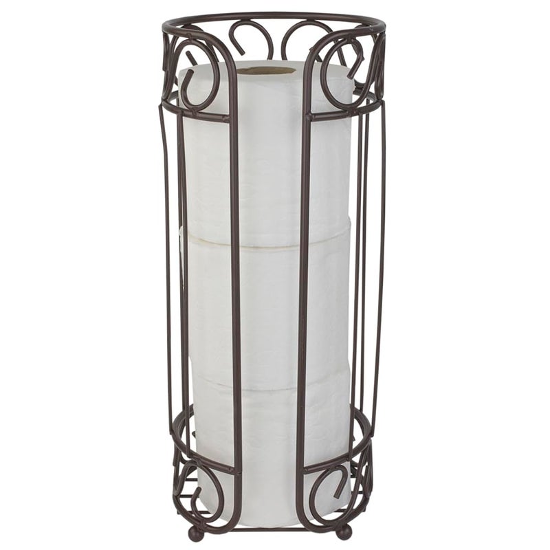 Home Basics Home Basics Scroll Design Toilet Paper Holder Stand Bronze Steel FreeStanding Holder  Bathroom Toilet Paper Holder with NonSkid Feet 