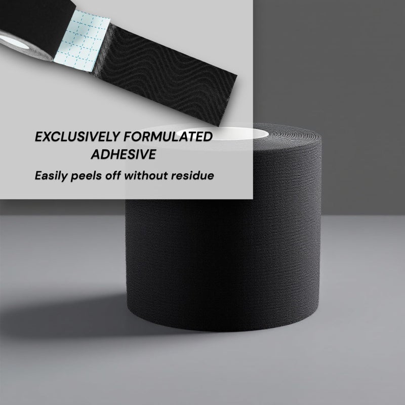 JLB Kinesiology Tape â€“ 2 Rolls (16ft Each) â€“ Strong Adhesion, Waterproof & Sweatproof â€“ Latex-Free Sports Tape for Pain Relief, Muscle Support & Recovery â€“ Physical Therapy & Athletic Tape (Black) - Image 2