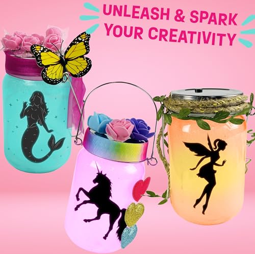 WOOODLIFY Light-up Unicorn Fairy & Mermaid Lanterns Craft Kit – Christmas Gifts for 8 9 10 11 12 Year Old Girls - Creative Art Girl Toys 8-10 Years Old and Up - Craft Kits for Girls Ages 8-12 - Tween Gift Ideas - Image 2