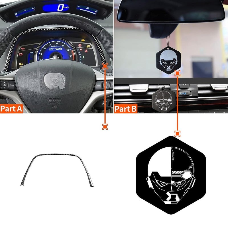 Fobren Compatible with Honda Civic 8 Gen 2006-2011 Auto Parts Carbon Fiber Speedometer Upper Air Vent Panel Trim Sticker Automotive Interior  Accessories - Image 2
