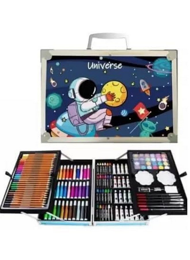 Artek Art Set Gift 145pcs with Portable Aluminum Case Box Professional Artists Drawing Painting Kit for Kids Including Colored Pencils Watercolor Paints (Space Blue) - Image 1