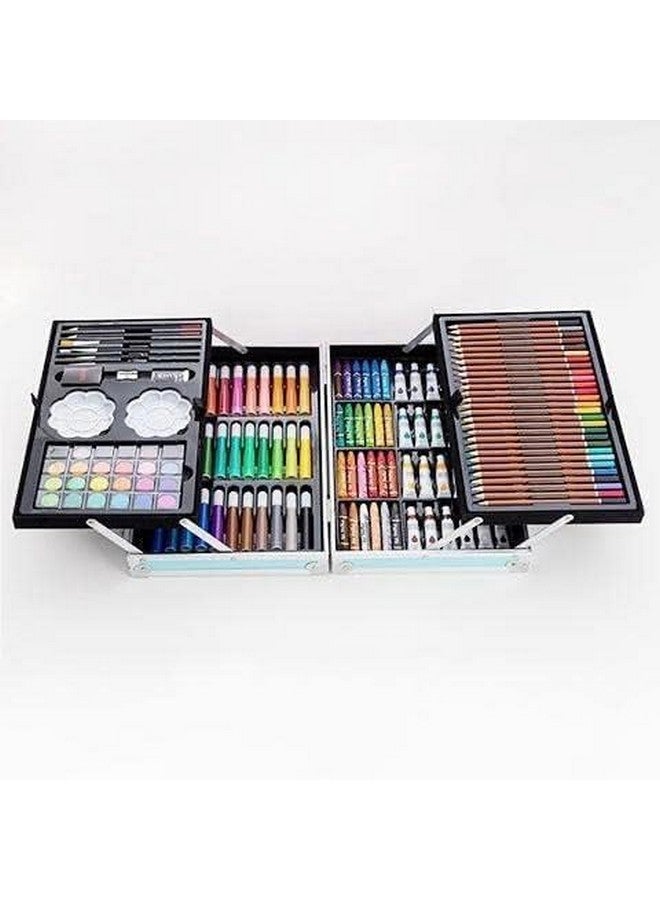 Artek Art Set Gift 145pcs with Portable Aluminum Case Box Professional Artists Drawing Painting Kit for Kids Including Colored Pencils Watercolor Paints (Space Blue) - Image 2