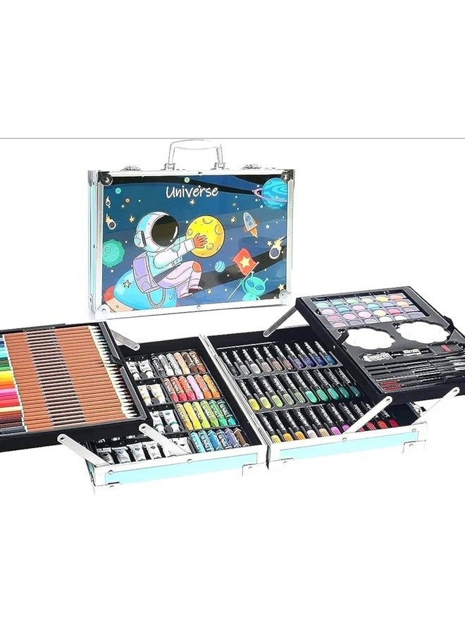 Artek Art Set Gift 145pcs with Portable Aluminum Case Box Professional Artists Drawing Painting Kit for Kids Including Colored Pencils Watercolor Paints (Space Blue) - Image 4
