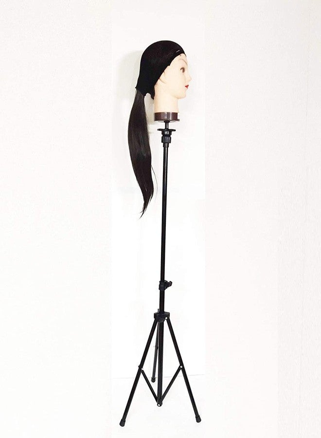 IAS IASAdjustable Hair Dummy Wig Mannequin Head Tripod Stand Manikin Hairdressing Training Head Stand Holder Metal Top with Pedal - Image 4