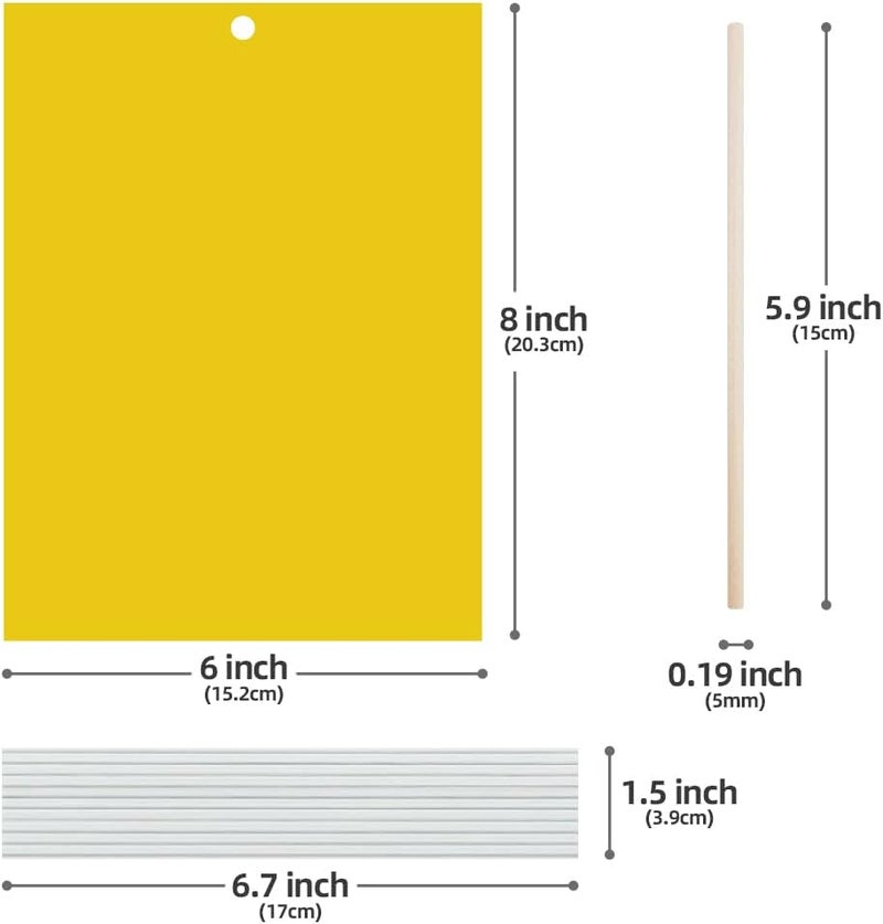 Kensizer 20-Pack Fruit Fly Trap, Yellow Sticky Gnat Traps Killer for Indoor/Outdoor Flying Plant Insect Like Fungus Gnats, Whiteflies, Aphids, Leaf Miners - 6x8 in, Twist Ties Included - Image 3