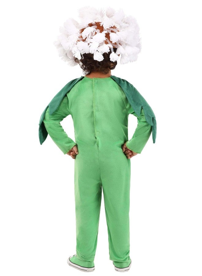 Fun Costumes Toddler's Puffball Dandelion Halloween Costume, Cute Green Flower Plant Jumpsuit with Headpiece, 4T - Image 4
