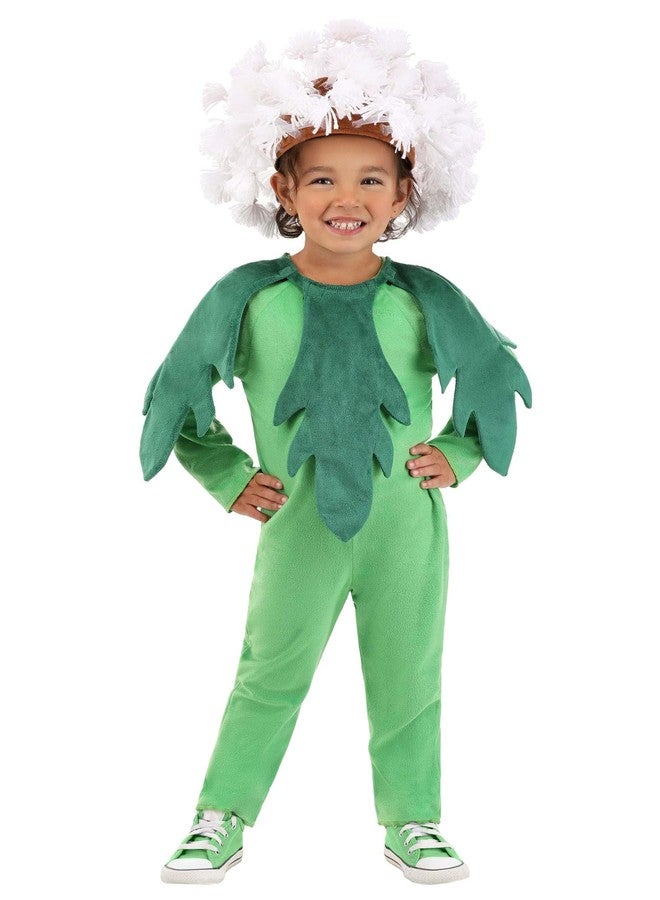 Fun Costumes Toddler's Puffball Dandelion Halloween Costume, Cute Green Flower Plant Jumpsuit with Headpiece, 4T - Image 2