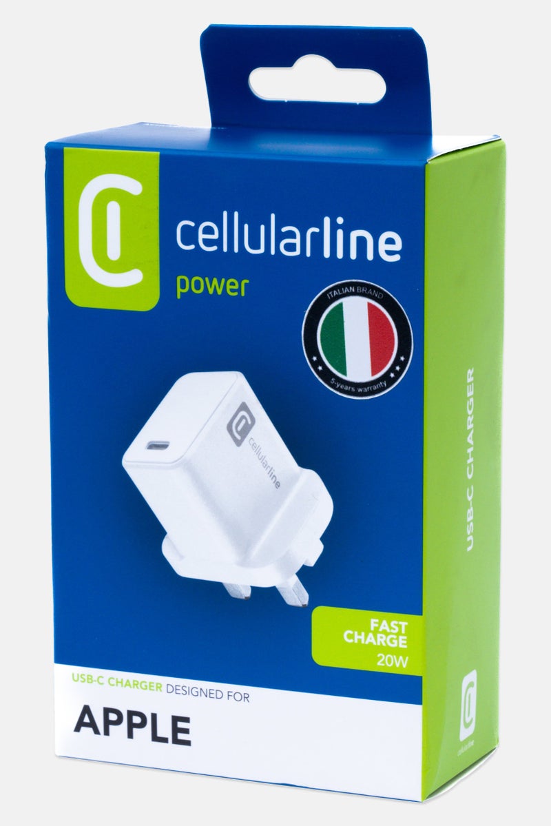 Cellularline PD 20W USB-C Charger, White - Image 1