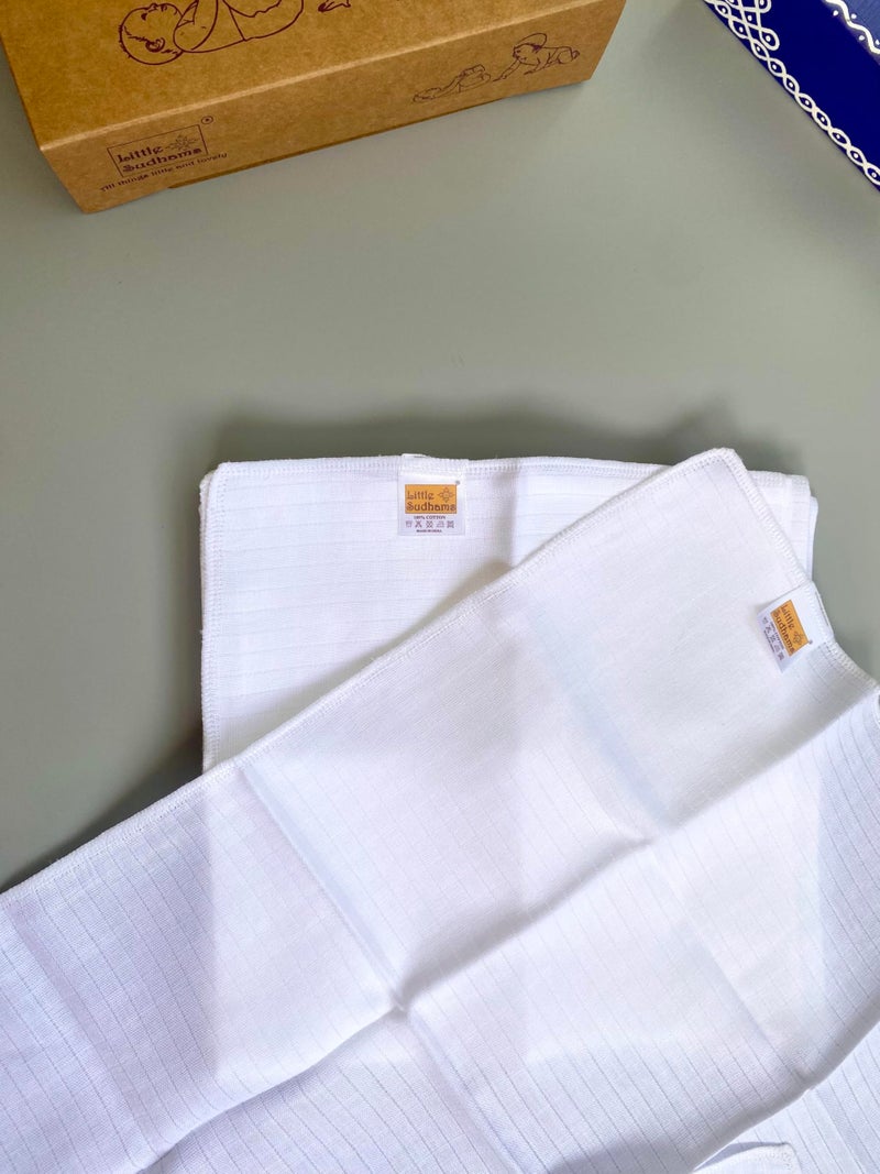 Little Sudhams Double Muslin Baby Square Cloth Nappy 60cmx60cm 5 Pieces (White, 6-9 Months) - Image 4