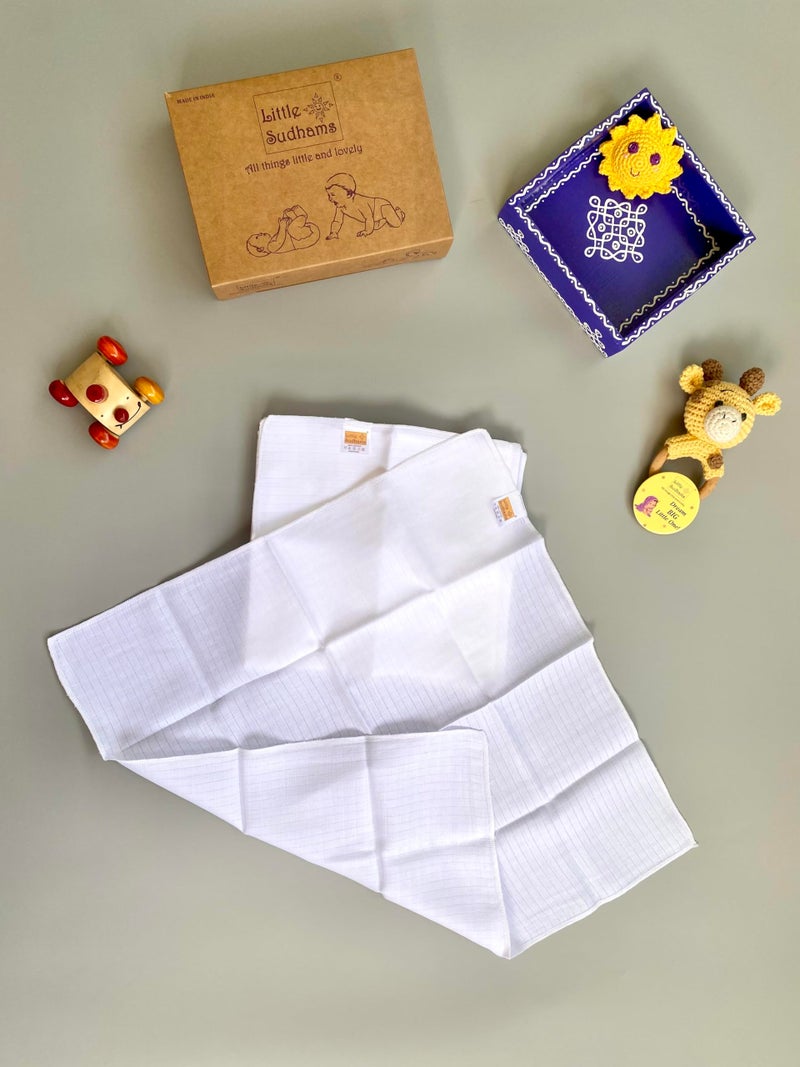 Little Sudhams Double Muslin Baby Square Cloth Nappy 60cmx60cm 5 Pieces (White, 6-9 Months) - Image 5