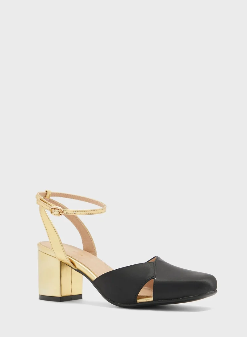Khizana Satin Woven Block Heel Pump