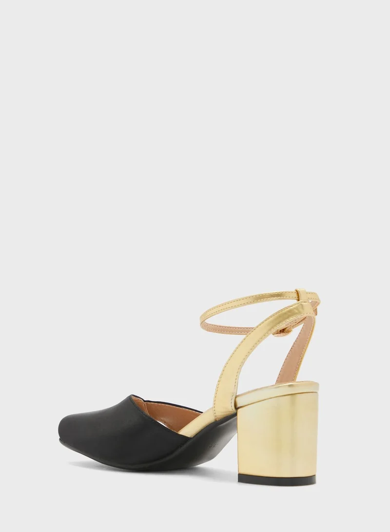 Khizana Satin Woven Block Heel Pump