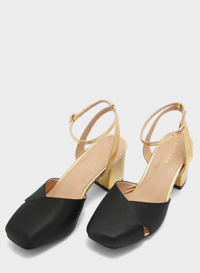 Khizana Satin Woven Block Heel Pump