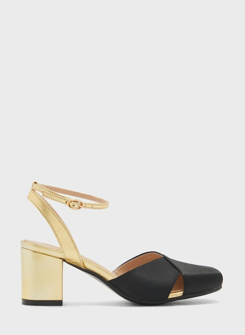 Khizana Satin Woven Block Heel Pump
