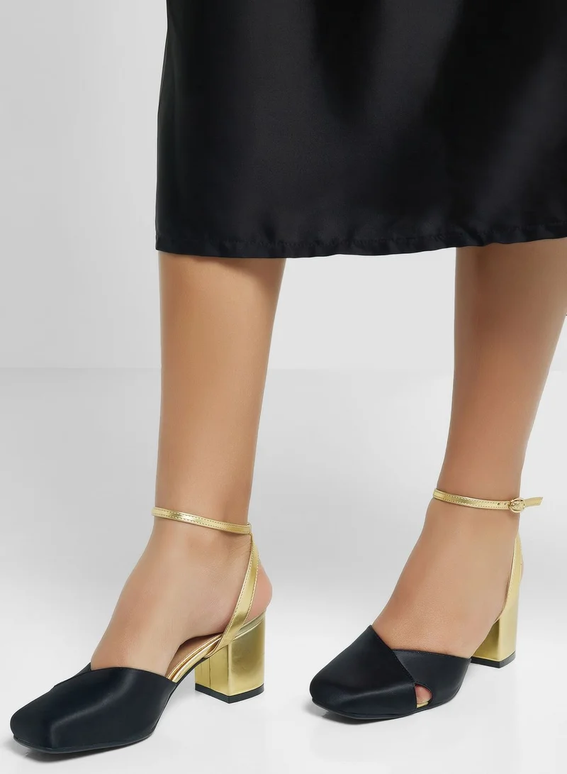 Khizana Satin Woven Block Heel Pump
