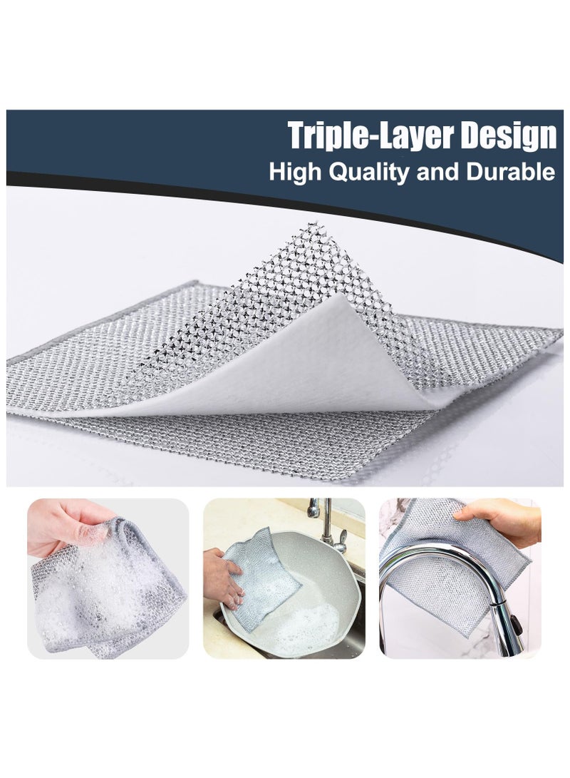 12 Pcs New Upgrade Steel Wire Dishcloth,Triple-Layer Steel Wire Cleaning Cloth,Powerful Cleaning Non-Scratch Wire Dishcloth Rag for Cookware, Sinks, Dishes, Stove Tops - Image 3