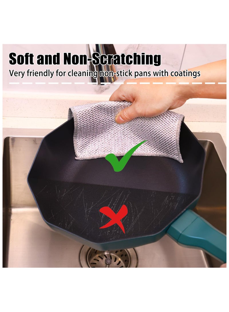 12 Pcs New Upgrade Steel Wire Dishcloth,Triple-Layer Steel Wire Cleaning Cloth,Powerful Cleaning Non-Scratch Wire Dishcloth Rag for Cookware, Sinks, Dishes, Stove Tops - Image 4
