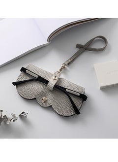 Generic Soft Leather Glasses Bag Portable Eyeglasses and Sunglasses Case Glasses Clips with Strap  (Grey)  - Image 1