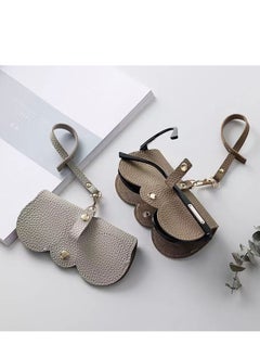 Generic Soft Leather Glasses Bag Portable Eyeglasses and Sunglasses Case Glasses Clips with Strap  (Grey)  - Image 2