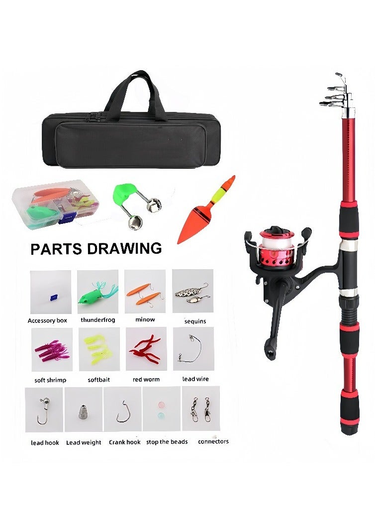 Generic Fishing Pole Set Full Kits With Telescopic Fishing Rod And Spinning Reel Baits Hooks Travel Pole Set 