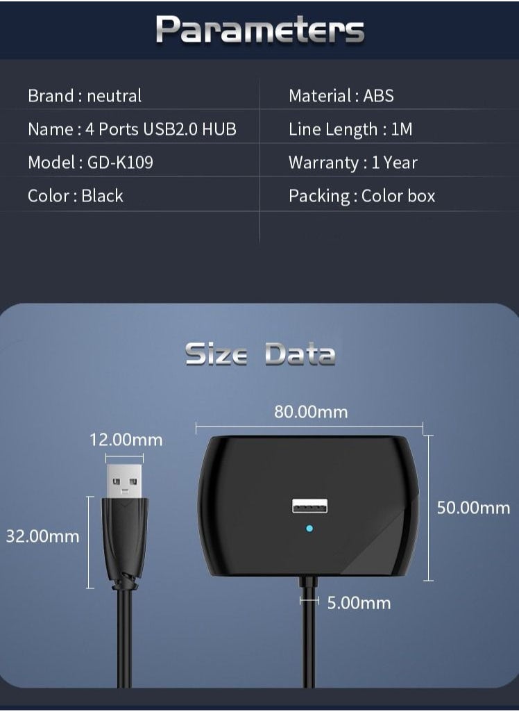 ماركة غير محددة محور USB ، محور كمبيوتر محمول ، مقسم ، موسع ، طول الكابل 1.2 متر  - Image 2