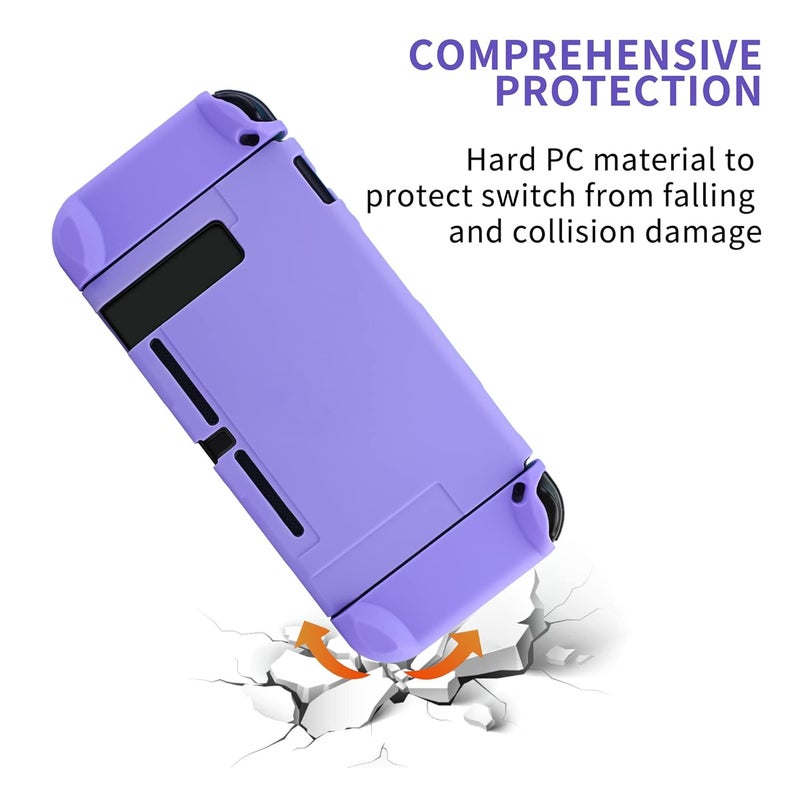 FANPL Case for Nintendo Switch, Hard Shell Cute Protective Case Cover for Switch and Joy Con Controller with 2 Flower Thumb Grips - Comfortable Touch (Purple) - Image 2