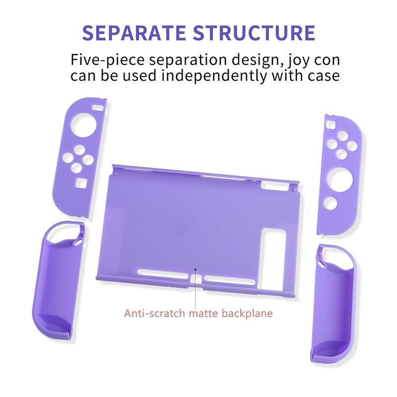 FANPL Case for Nintendo Switch, Hard Shell Cute Protective Case Cover for Switch and Joy Con Controller with 2 Flower Thumb Grips - Comfortable Touch (Purple) - Image 4