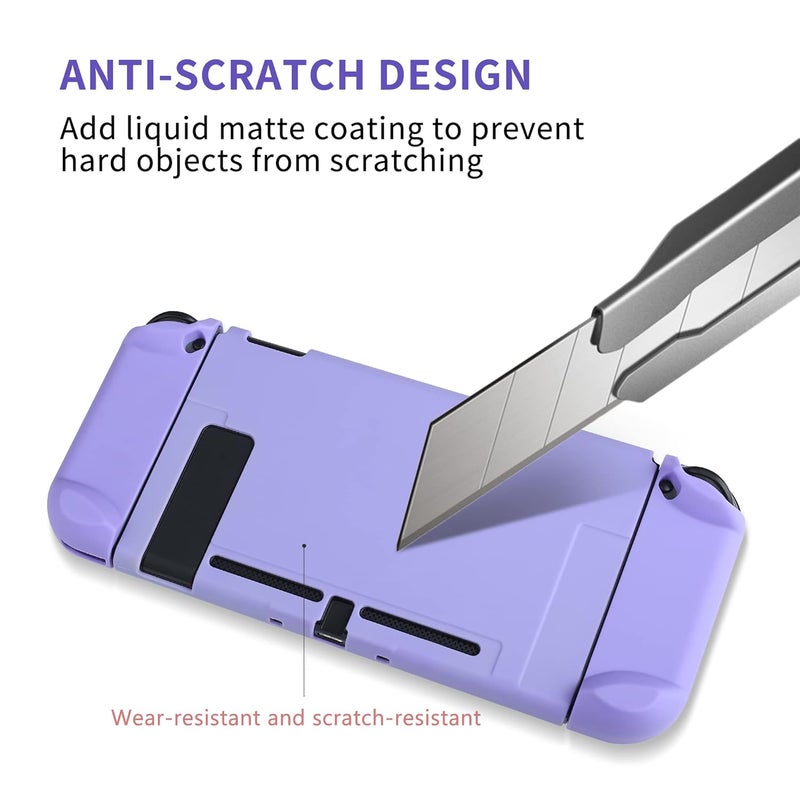 FANPL Case for Nintendo Switch, Hard Shell Cute Protective Case Cover for Switch and Joy Con Controller with 2 Flower Thumb Grips - Comfortable Touch (Purple) - Image 5