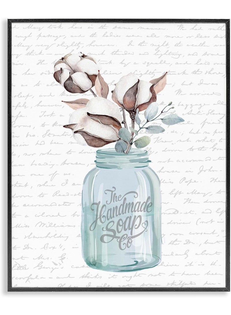 Stupell Industries Handmade Soap Jar Cotton Flower Bathroom Word, Design by Artist Lettered and Lined Wall Art, 11 x 14, Black Framed - Image 3