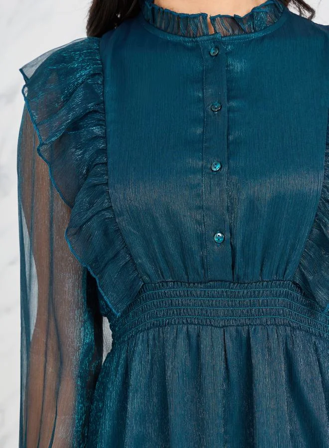 Styli Sheer Sleeve Midi Dress