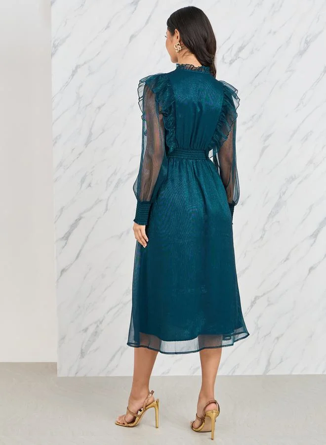 Styli Sheer Sleeve Midi Dress